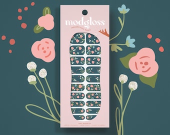 Winter Rose Garden Nail Art Wrap Kit | Designer bloemen nagelfolie | Nagelstrips bloementuin
