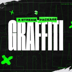 Sobreposição Twitch animada Graffiti Green - Pacote completo de transmissão - Feito para Twitch, YouTube, KICK, OBS, Streamlabs