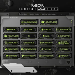 GREEN NEON PANELS for Twitch // Designed for your Twitch profile