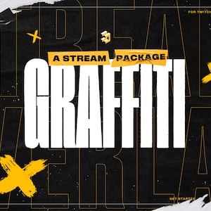 Sobreposição Twitch animada Graffiti Yellow - Pacote completo de transmissão - Feito para Twitch, YouTube, KICK, OBS, Streamlabs