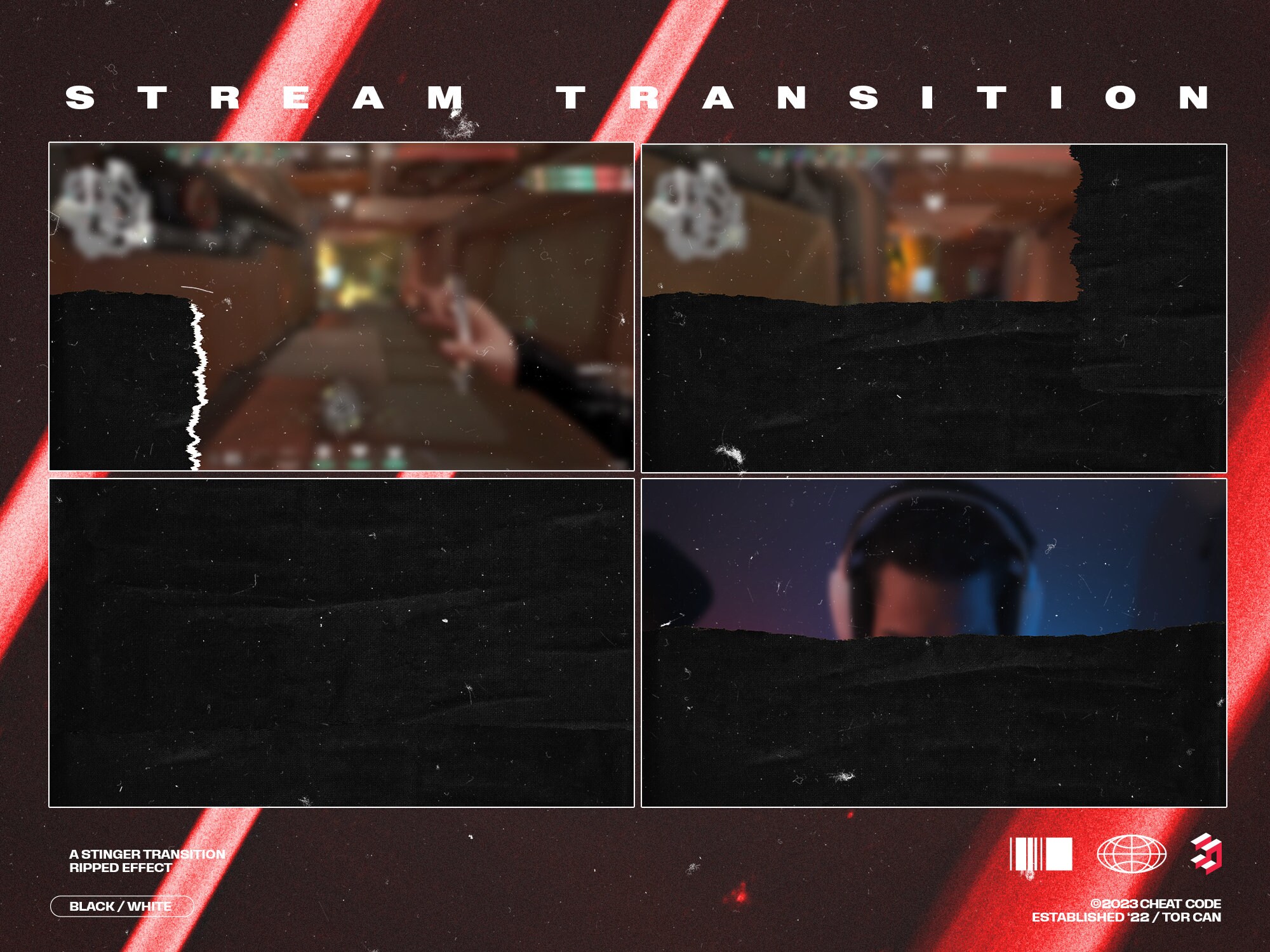 Ripped Paper Stream Transition Animated Stream Transition Black and