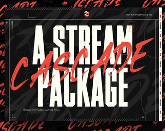 CASCADE Animated Stream Overlay Package: Black & Red Twitch, YouTube, KICK