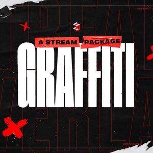 Graffiti Red Animated Twitch Overlay - Complete Stream Package - Made for Twitch, YouTube, KICK, OBS, Streamlabs