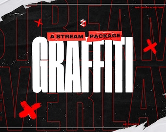 Red Graffiti Animated Stream Package: Twitch, YouTube, KICK (Digital Download)