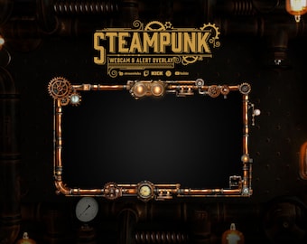 Steampunk Webcam Overlay // Designed for Twitch, YouTube, KICK, OBS, Streamlabs