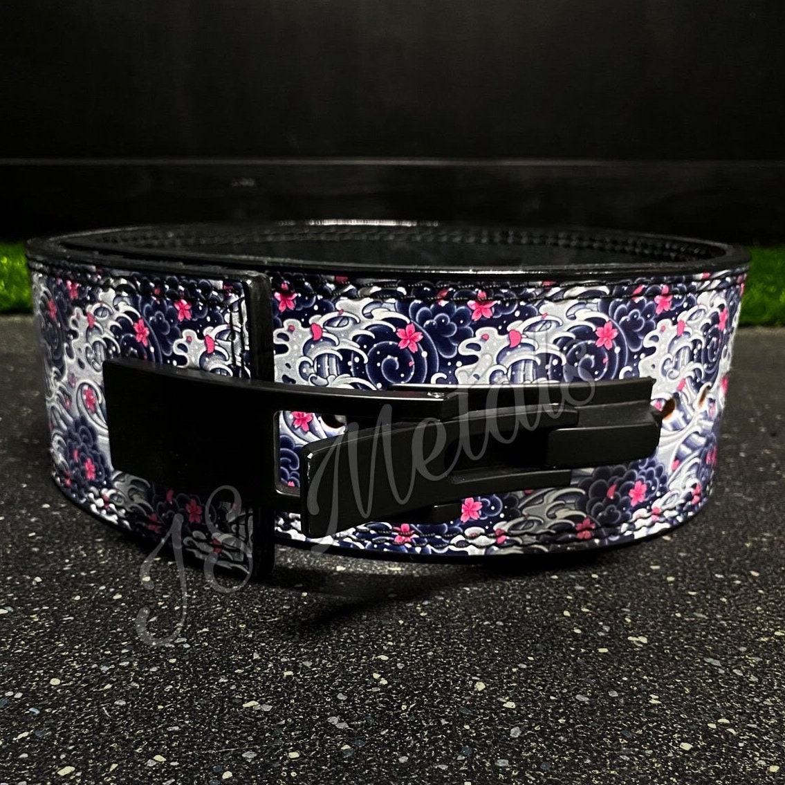 Floral Waves Power Weight Lifting Nubuck Leather Lever Belt -  Hong Kong