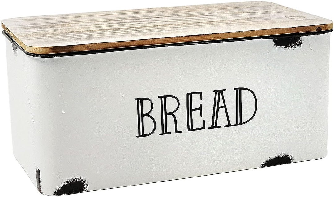 White Enamel Bread Box Bread Storage Container Etsy