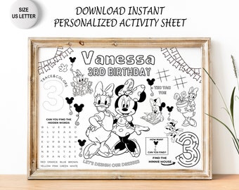 Kids Character Party Favor | Daisy Duck Placemat | Minnie Mouse Coloring Sheet | Not Instant Download | DIGITAL FILE