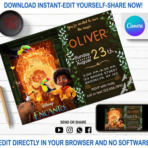 DIGITAL Encanto Printable Invitation Encanto Birthday Etsy
