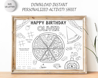 lembrancinha de pizza | Jogo americano de pizzaria | Folha para colorir para fazer pizza | Download não instantâneo | ARQUIVO DIGITAL