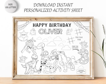 Toy Story Party Favor | Toy Story Placemat | Toy Story Coloring Sheet | Not Instant Download | DIGITAL FILE