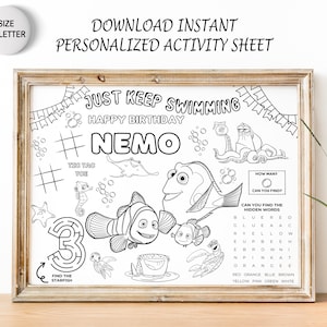 Finding Dory Party Favor | Finding Nemo Placemat | Finding Nemo Coloring Sheet | Not Instant Download | DIGITAL FILE