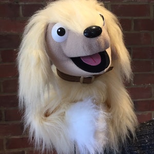 Barclay Dog Puppet! Professionally made puppet. Lightweight puppet character.