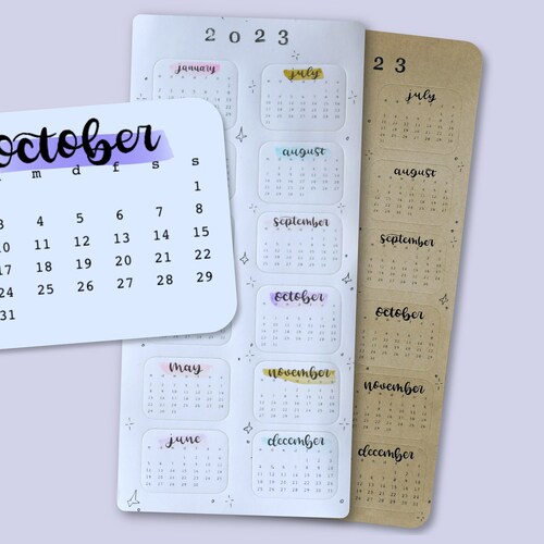 Mini Calendar Stickers Set 2023 Planner Stickers Scrapbook - Etsy UK