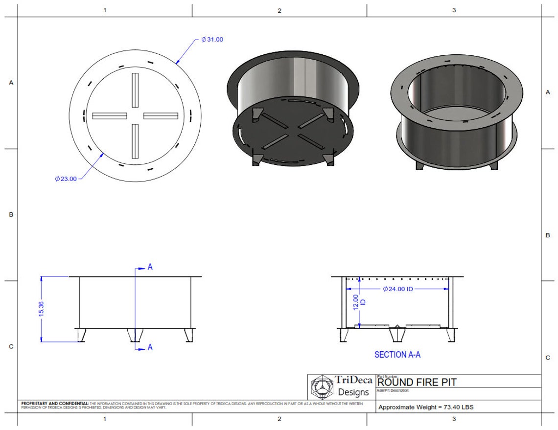Smokeless Round Portable Fire Pit Plans Etsy Australia
