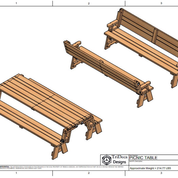 8ft Convertible Wood Picnic Table Plans