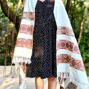 Wool Shawl: Warm Winter Scarf, Boho Meditation Blanket