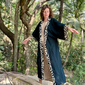 Long kimono | Long bohemian robe | Boho robe | Black unisex kimono