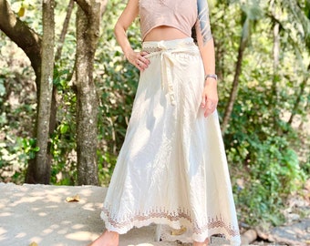 Ethnic maxi skirt | Bohemian wrap skirt | Geometric pattern