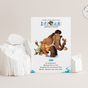 Ice age invite, Ice age invitation, Ice age Birthday, Digital Editable invite, Editable corjl template