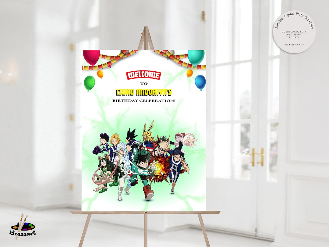 Anime Welcome Sign, Welcome Sign, Birthday Welcome Sign, Digital ...