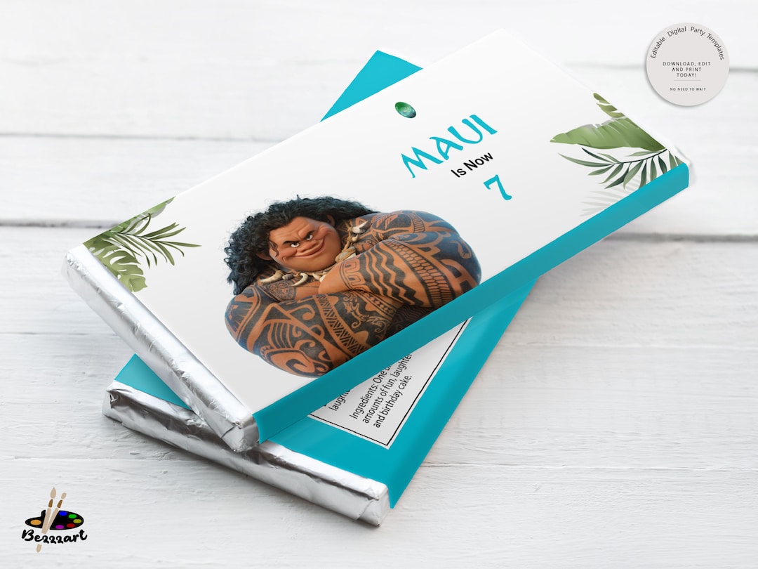 Moana Chocolate Label, Moana Chocolate Template, Moana Birthday ...