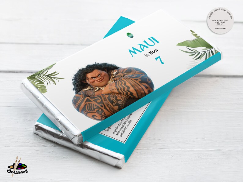 Moana Chocolate Label, Moana Chocolate Template, Moana Birthday ...