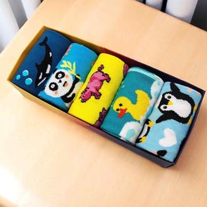 Animal Themed Cute Socks Pack of 5, Socks Gift Pack, Cotton Socks, Casual Socks,