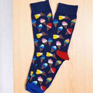 Ice cream Pattern Funny Socks, Fun Socks, Novelty Socks, Stylish Socks, Cool Socks, Bright Socks, Comfort Colors, Colorful Socks