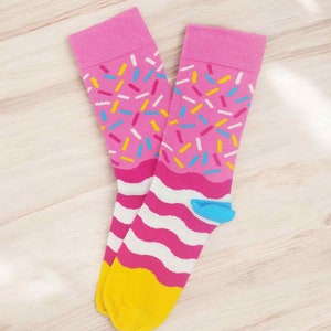 Cute Cake Patterned Funny Food Socks, Fun Socks, Colorful Socks, Novelty Socks, Stylish Socks, Cool Socks, Fast Food Socks