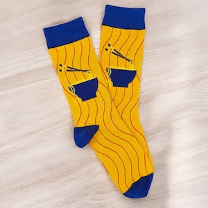 Noodle Patterned Cute Socks, Fun Socks, Colorful Socks, Novelty Socks, Stylish Socks, Cool Socks, Comfort Colors, Fast Food Socks