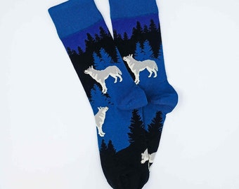 Wolf Pattern Cotton Socks: Funny Colorful Novelty Socks