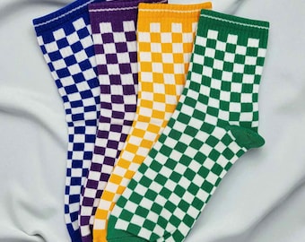 Bright Color Checkered Socks