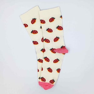 Strawberry Patterned Cute Socks, Fun Socks, Colorful Socks, Novelty Socks, Stylish Socks, Cool Socks, Bright Socks, Comfort Colors