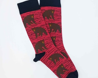 Grizzly Pattern Cool Socks, Funny Socks, Colorful Socks, Novelty Socks, Stylish Socks, Animal Socks, Bright Socks, Comfort Colors