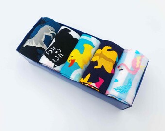 Cute Animals Funny Socks Pack of 5, Cat Socks, Duck