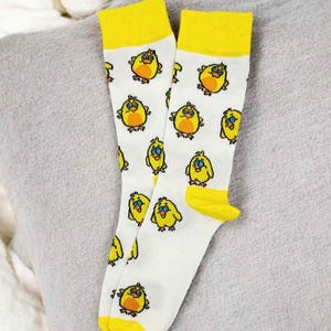 Crazy Cute White Chick Socks, Fun Socks, Colorful Socks, Novelty Socks, Stylish Socks, Cool Socks, Bright Socks, Comfort Colors