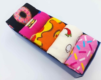 Colorful Fast Food Socks Pack of 5, Cute, Cool, Funny Socks