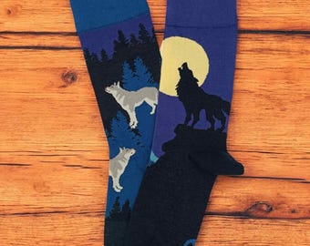 Cool Wolf Mismatched Socks, Fun Socks, Colorful Socks, Novelty Socks, Stylish Socks, Cool Socks, Bright Socks, Comfort Colors