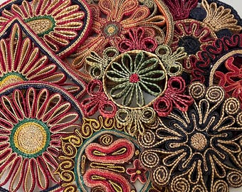 Vintage geweven onderzetters van raffia/stro/warme kussens