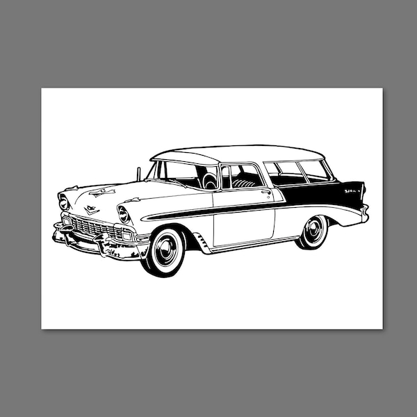 1956 Chevy Nomad Clipart Vector  | Vintage Chevy | Classic Chevy SVG | 1956 Chevy Silhouette | Classic Chevy Nomad JPG | Instant Download