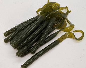 7" Ribbontail, Green Pumpkin, Made in USA, bass