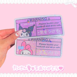 Pegatinas holográficas para visera de coche con diseño de conejo japonés kawaii