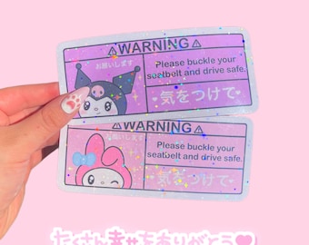 Kawaii Japanese Bunny Anime Character Holographic Car Visor Decal Stickers