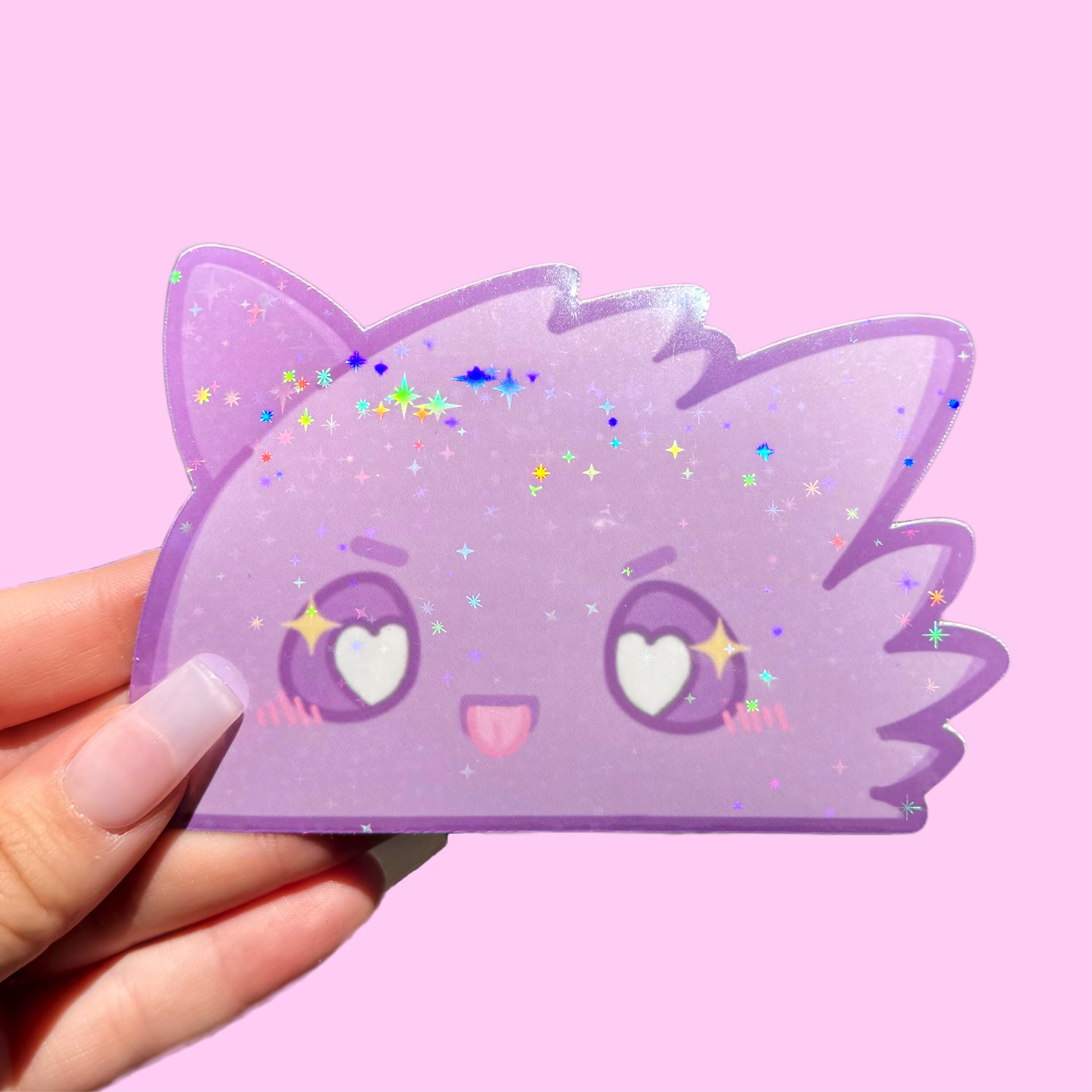 Kawaii Angry Purple Puff Anime Peeker Holographic Car Decal Sticker - Etsy