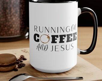 Laufen auf Kaffee und Jesus, Jesus und Kaffeebecher, Kaffeebecher, Jesus Becher, Jesus Liebe Becher, Kaffee-Liebhaber Becher, lustiger Becher, Büro Geschenk,