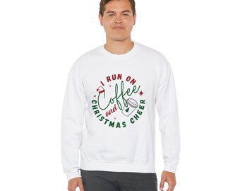 I Run on Coffee and Christmas Tree  Unisex Heavy Blend™ Crewneck Sweatshirt