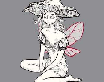 Cute Mushroom Fairy Print
