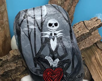Valentine Jack "Herzklopfen/Heartbeat, im Comic Style  handbemaltes Unikat auf einem charaktervollen Naturstein verewigt.