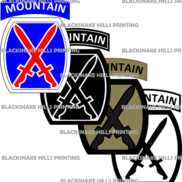 10th Mountain Division Patch Vector Image Files (.ai, .pdf, .eps, & .svg Formats) plus High Res Rasters (.jpg and .png)